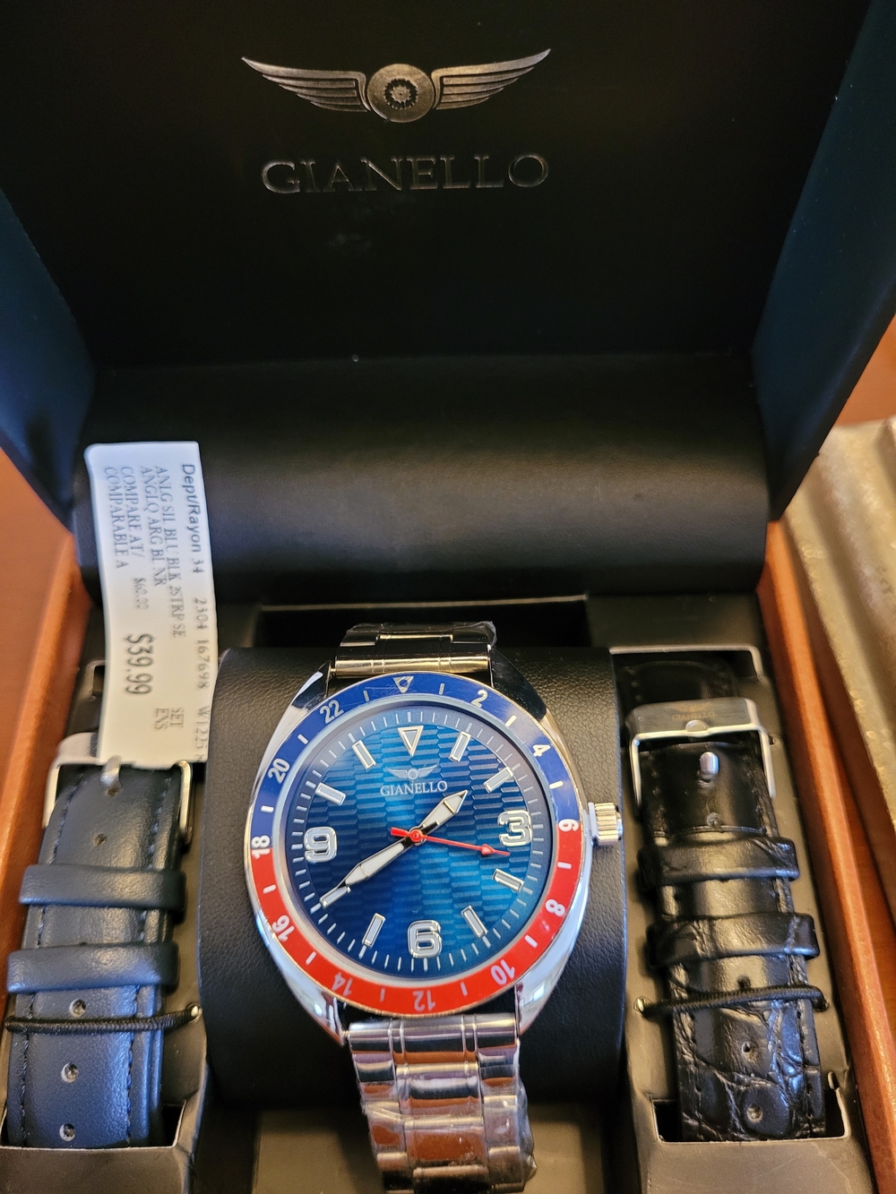 Brand New 44MM Gianello Drift Interchangeable 3 Strap Men's Watch Set